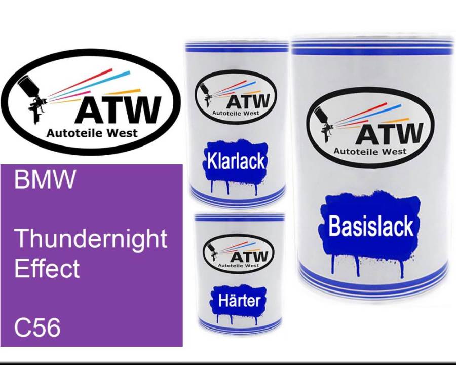 BMW, Thundernight Effect, C56: 500ml Lackdose + 500ml Klarlack + 250ml Härter - Set, von ATW Autoteile West.